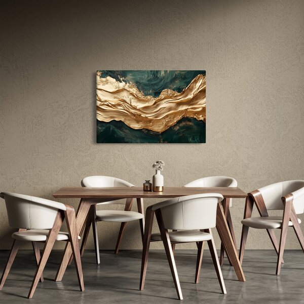 Kép - Zöld absztrakció arannyal II. (90x60 cm)