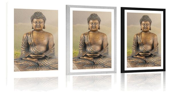Poszter Buddha szobra meditáló helyzetben