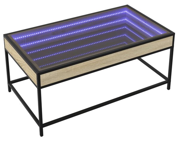 Sonoma tölgy végtelen hatású LED-es dohányzóasztal 90x50x41 cm
