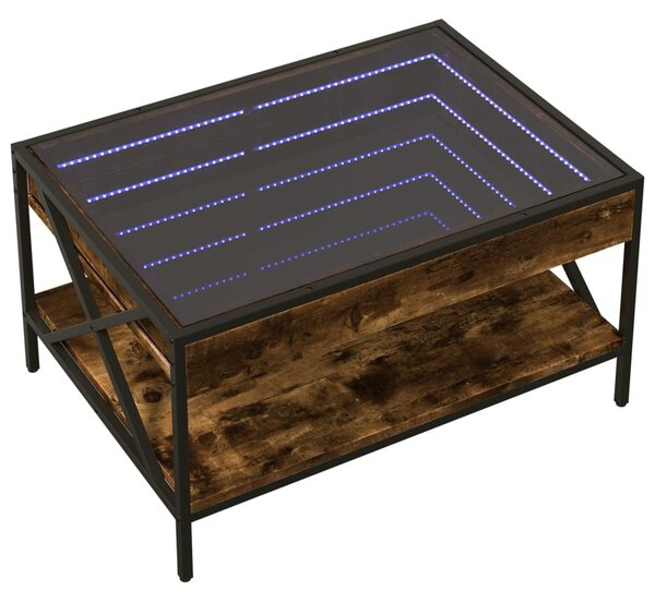 Füstös tölgy végtelen hatású LED-es dohányzóasztal 70x50x38 cm