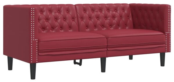 3 részes bordó műbőr Chesterfield kanapégarnitúra