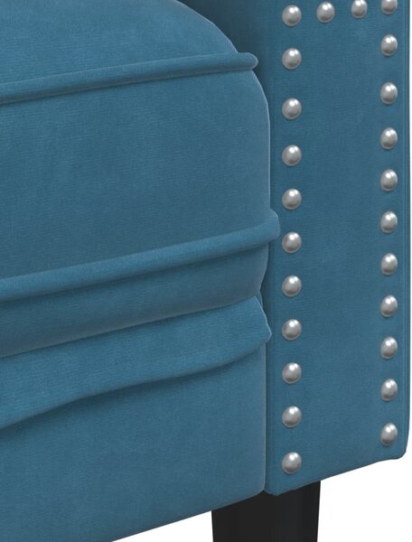 Kék bársony Chesterfield kanapéfotel
