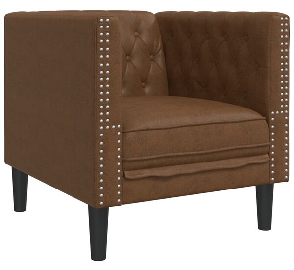 Barna művelúr Chesterfield kanapéfotel