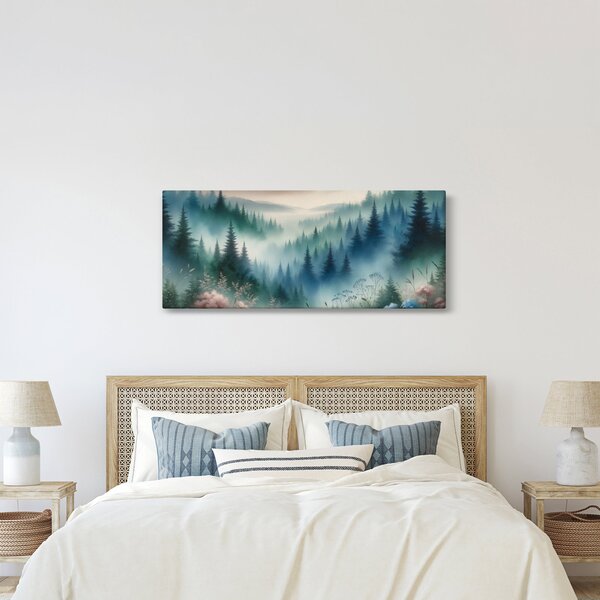 Kép - Erdős táj köddel (120x50 cm)