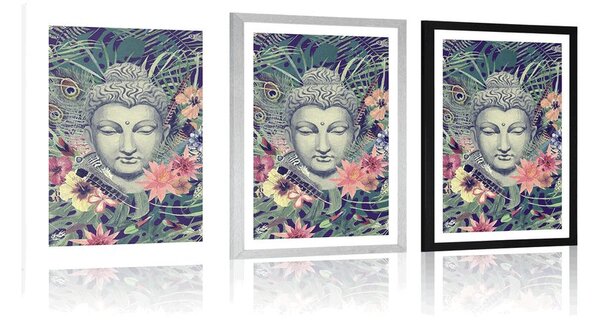 Poszter paszportuval Buddha exotikus háttéren