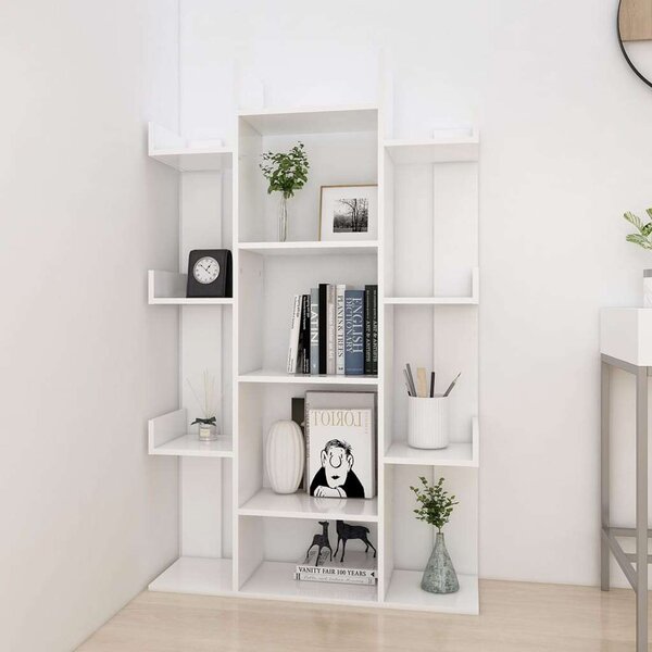 Modern Fehér Könyvespolc - 13 Rekeszes - 86x25,5x140 cm