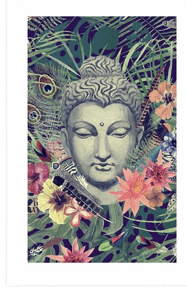 Poszter paszportuval Buddha exotikus háttéren