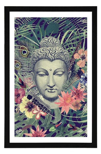 Poszter paszportuval Buddha exotikus háttéren