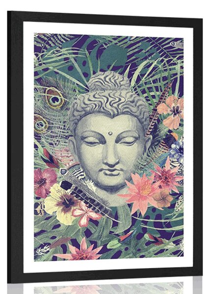 Poszter paszportuval Buddha exotikus háttéren