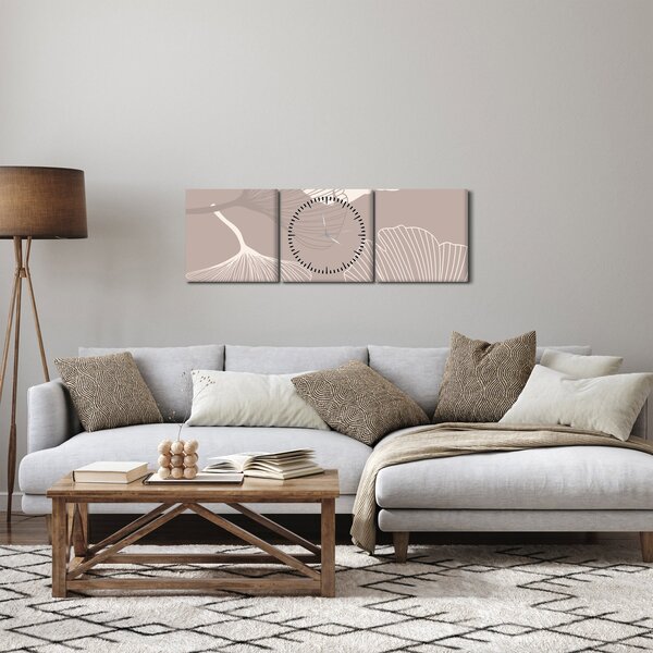 Kép - Bézs színű levelek N⁰1 (órával) (90x30 cm)