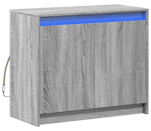 Szürke sonoma szerelt fa tálalószekrény LED-del 72 x 34 x 61 cm