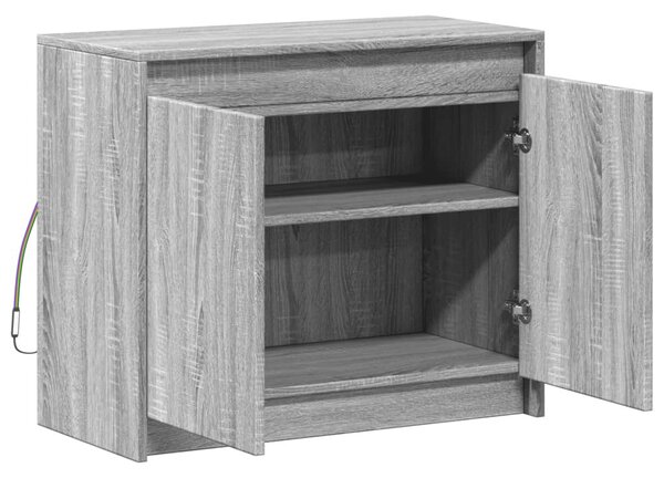 Szürke sonoma szerelt fa tálalószekrény LED-del 72 x 34 x 61 cm