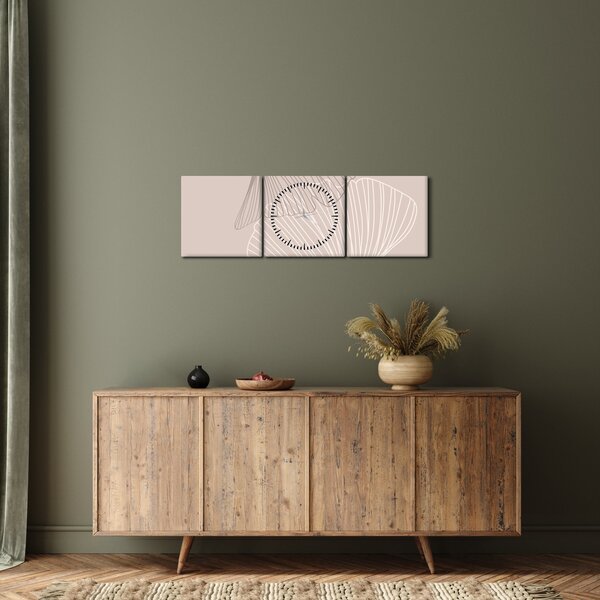 Kép - Bézs színű levelek N⁰2 (órával) (90x30 cm)