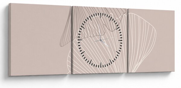 Kép - Bézs színű levelek N⁰2 (órával) (90x30 cm)