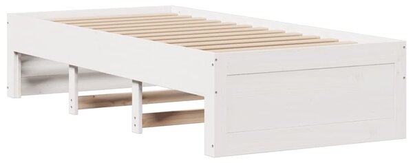 Fehér tömör fenyőfa fiókos ágykeret matrac nélkül 75 x 190 cm