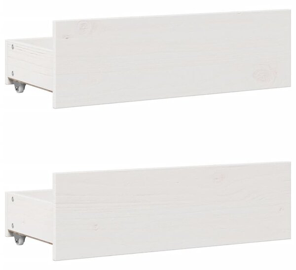 Fehér tömör fenyőfa fiókos ágykeret matrac nélkül 75 x 190 cm