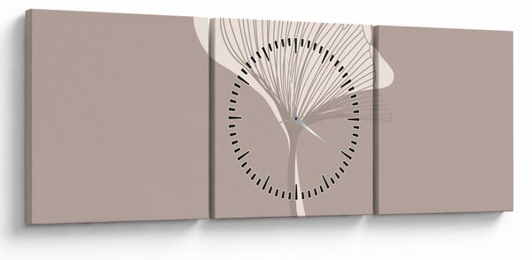 Kép - Bézs színű levelek N⁰3 (órával) (90x30 cm)