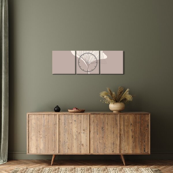 Kép - Bézs színű levelek N⁰3 (órával) (90x30 cm)