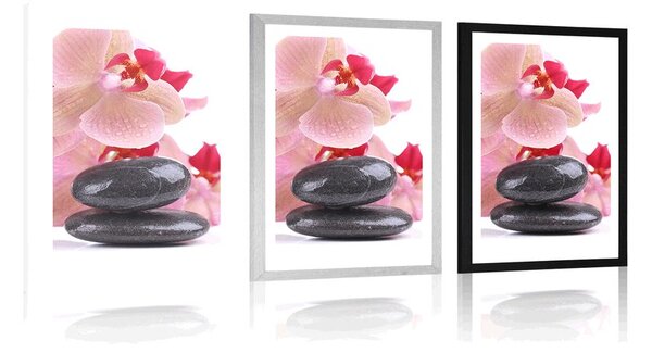 Poszter paszportuval SPA kövek és orchidea
