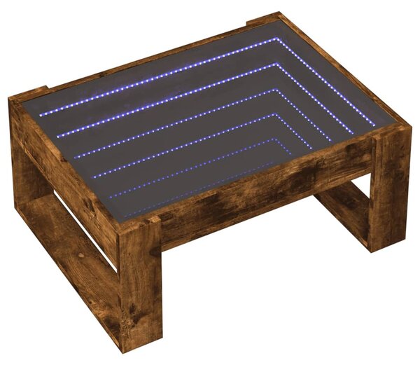 Füstös tölgy végtelen hatású LED-es dohányzóasztal 70x53x30 cm
