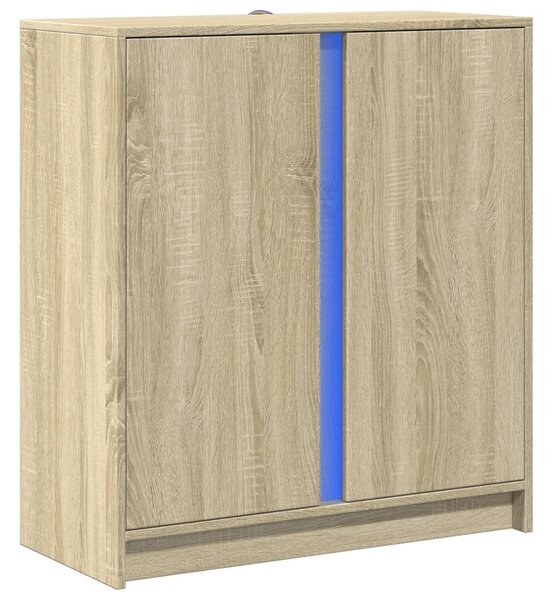 Sonoma tölgy szerelt fa tálalószekrény LED-del 77 x 34 x 85 cm