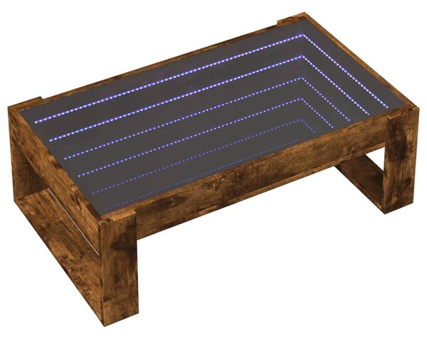 Füstös tölgy végtelen hatású LED-es dohányzóasztal 90x53x30 cm