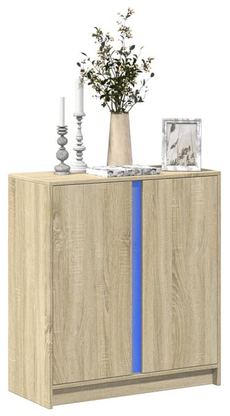 Sonoma tölgy szerelt fa tálalószekrény LED-del 77 x 34 x 85 cm