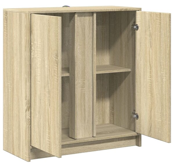 Sonoma tölgy szerelt fa tálalószekrény LED-del 77 x 34 x 85 cm
