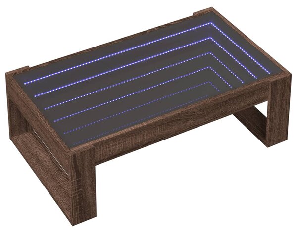 Barna tölgy végtelen hatású LED-es dohányzóasztal 90x53x30 cm