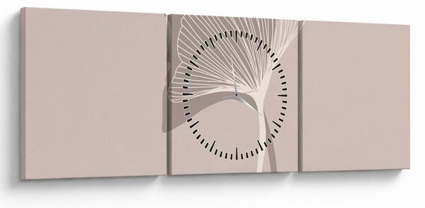 Kép - Bézs színű levelek N⁰4 (órával) (90x30 cm)