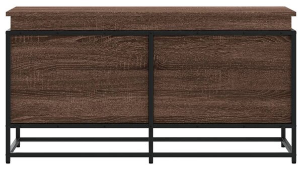 Barna tölgy színű szerelt fa tárolóláda fedéllel 100x40x51,5 cm