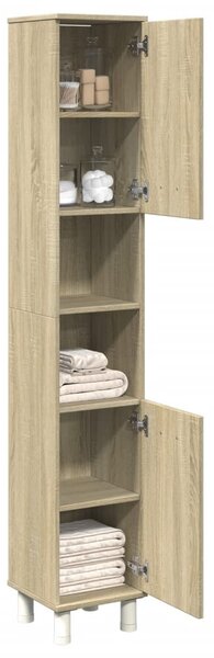 Sonoma tölgy színű szerelt fa fürdőszobaszekrény 30,5x30x179 cm
