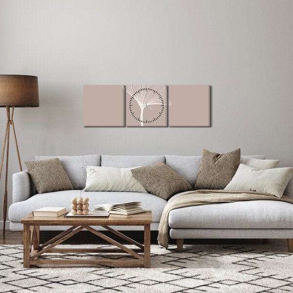 Kép - Bézs színű levelek N⁰5 (órával) (90x30 cm)