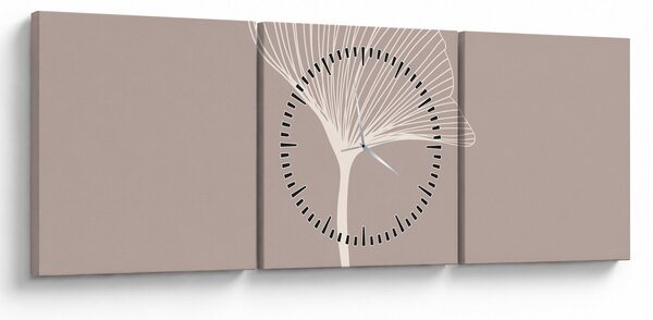 Kép - Bézs színű levelek N⁰5 (órával) (90x30 cm)