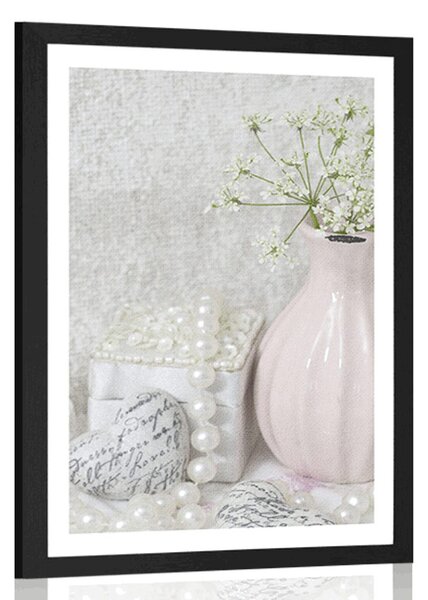 Poszter paszportuval romantikus Shabby Chic csendélet
