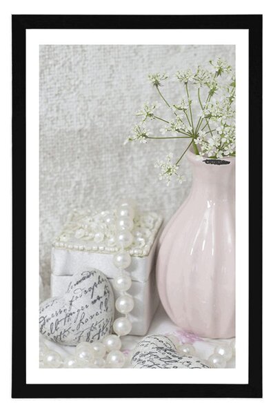 Poszter paszportuval romantikus Shabby Chic csendélet