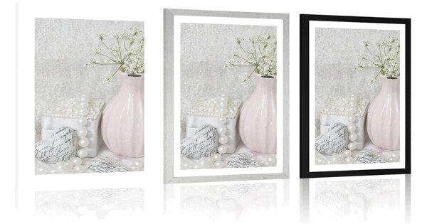 Poszter paszportuval romantikus Shabby Chic csendélet