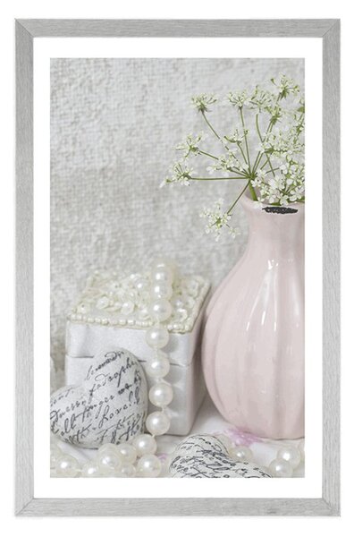 Poszter paszportuval romantikus Shabby Chic csendélet