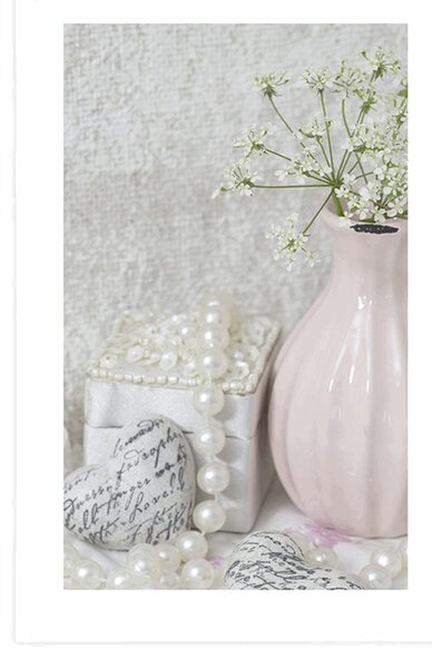 Poszter paszportuval romantikus Shabby Chic csendélet