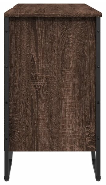 Barna tölgy szerelt fa fürdőszobai mosdószekrény 91x35x60 cm