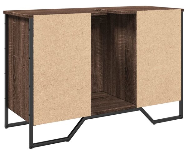 Barna tölgy szerelt fa fürdőszobai mosdószekrény 91x35x60 cm