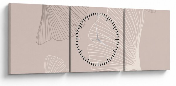 Kép - Bézs színű levelek N⁰6 (órával) (90x30 cm)