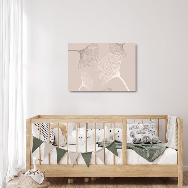 Üveg kép - Bézs színű levelek N⁰6 (70x50 cm)