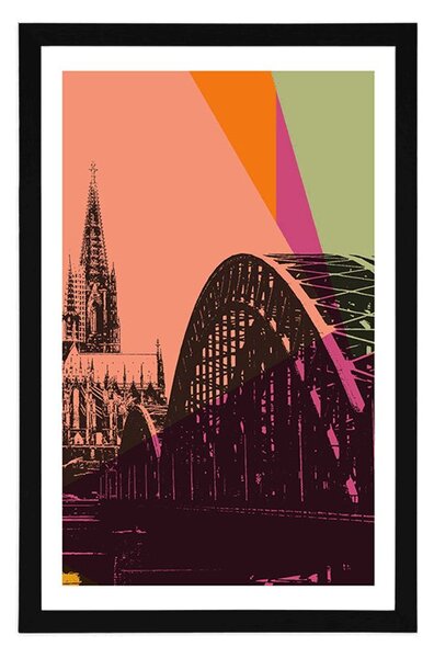 Poszter paszportuval Köln városdigitális illusztrációja