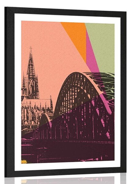 Poszter paszportuval Köln városdigitális illusztrációja