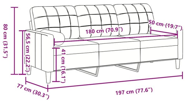 3 személyes sötétszürke bársony kanapé díszpárnákkal 180 cm