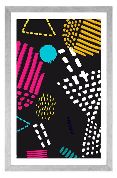 Poszter paszportuval modern Memphis minta