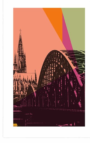 Poszter paszportuval Köln városdigitális illusztrációja
