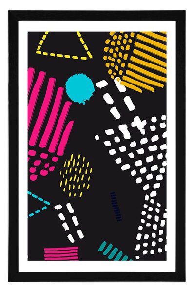 Poszter paszportuval modern Memphis minta