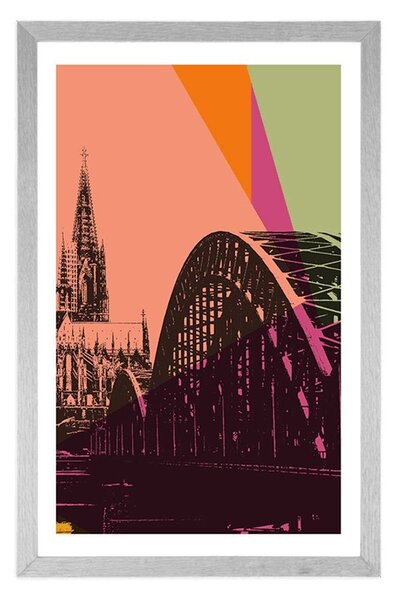 Poszter paszportuval Köln városdigitális illusztrációja